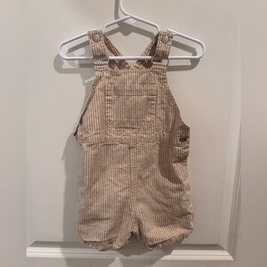 Arket Beige Striped Corduroy Short Overalls